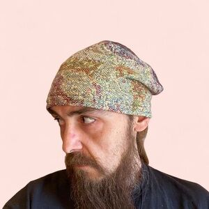 One-of-a-kind Upcycled Tapestry Beanie